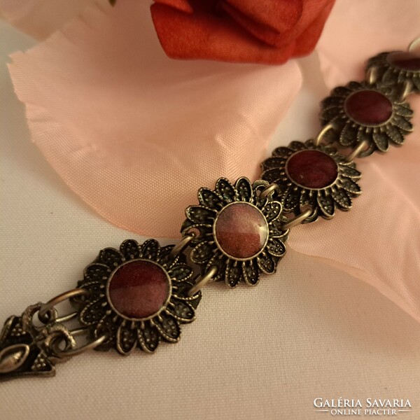 Silver-plated craftsman fire enamel bracelet.