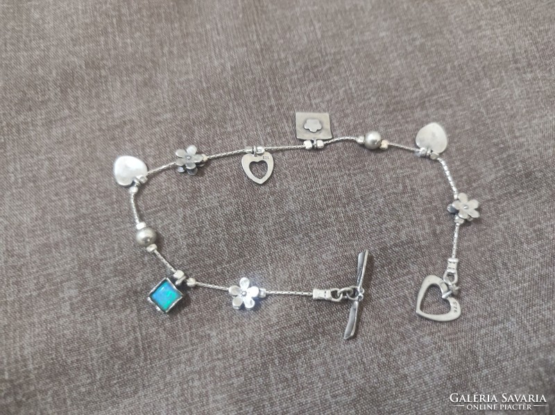 Israeli silver bracelet with fire opal stone