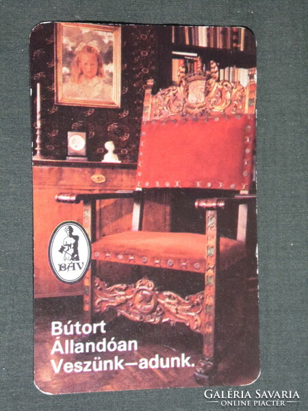 Kártyanaptár, BÁV bizományi áruház,,bútor, lakberendezés, 1982,   (4)