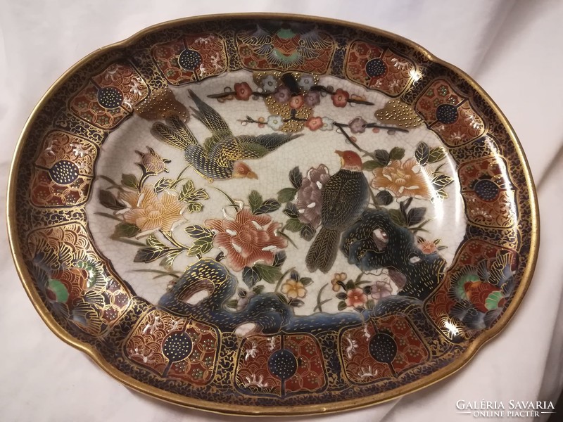 Stoneware, gold contoured, oriental pattern offering bowl