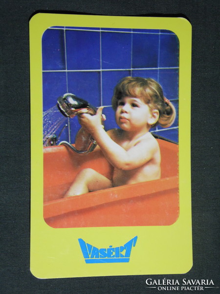 Kártyanaptár, Vasért vas műszaki üzletek Budapest, fürdőszoba gyerek modell,, 1983,   (4)