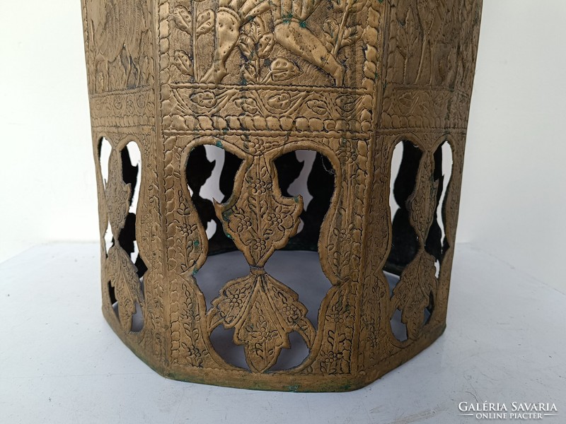 Antik arab sárgaréz tea kávé orientális kis asztal domborított vésett Marokkó 736 8353