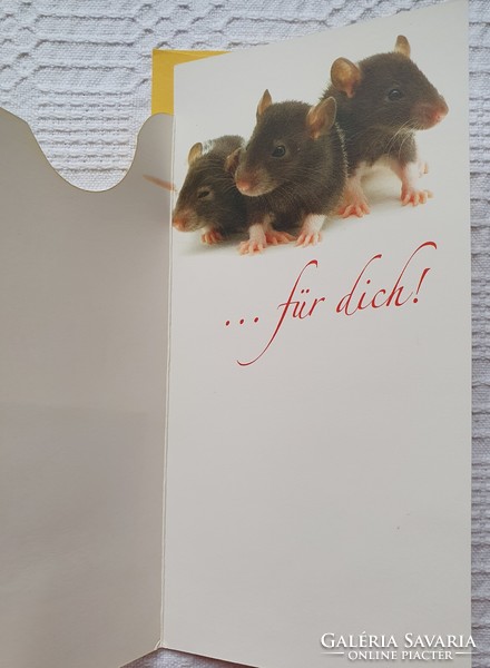 Képeslap borítékkal üdvözlőlap üdvözlőkártya levelezőlap postatiszta német egér mintával