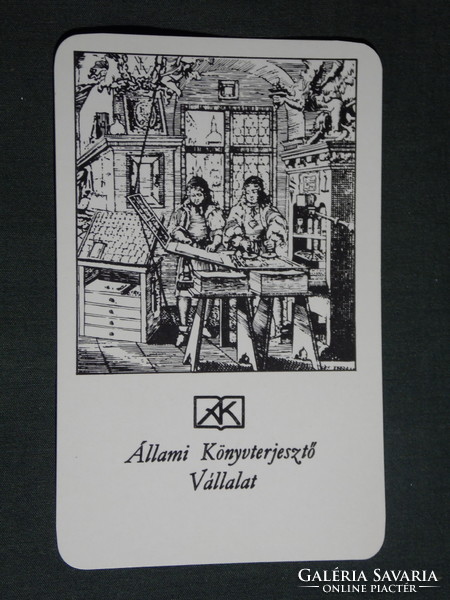 Kártyanaptár, Állami könyvterjesztő vállalat ,grafikai rajzos, nyomda anno, 1983,   (4)