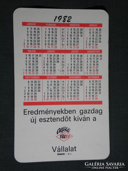 Kártyanaptár, Alföld Tüzép építőanyag vállalat, Szeged, grafikai rajzos, családiház, 1982,   (4)