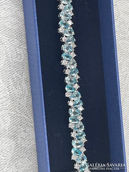 Luxury london blue topaz 925 sterling silver tennis bracelet