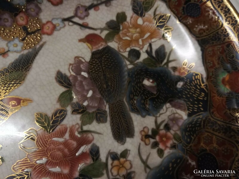 Stoneware, gold contoured, oriental pattern offering bowl