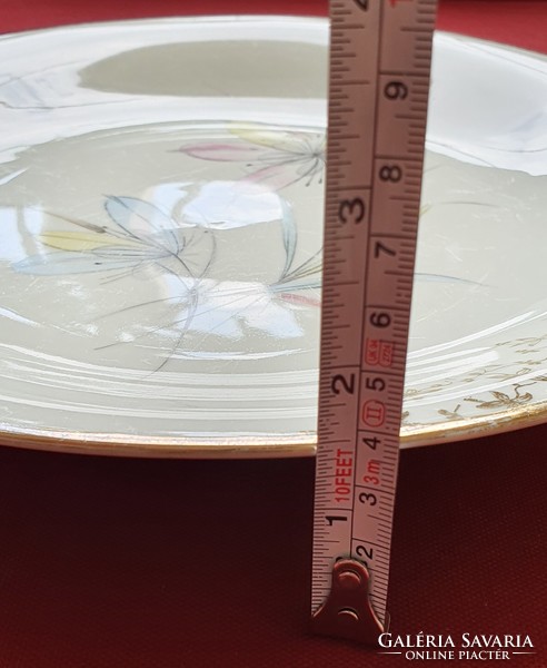 Bavaria német porcelán tálaló tál tányér arany széllel kínáló virág mintával