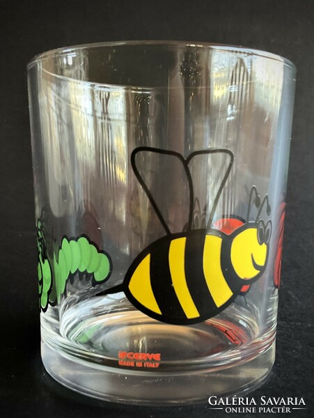 Gyerek olasz üveg pohár méhecske katica kukac mintával