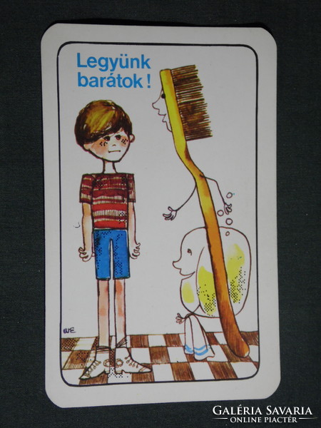 Card calendar, Hungarian Red Cross, brush teeth, graphic, humorous, 1983, (4)