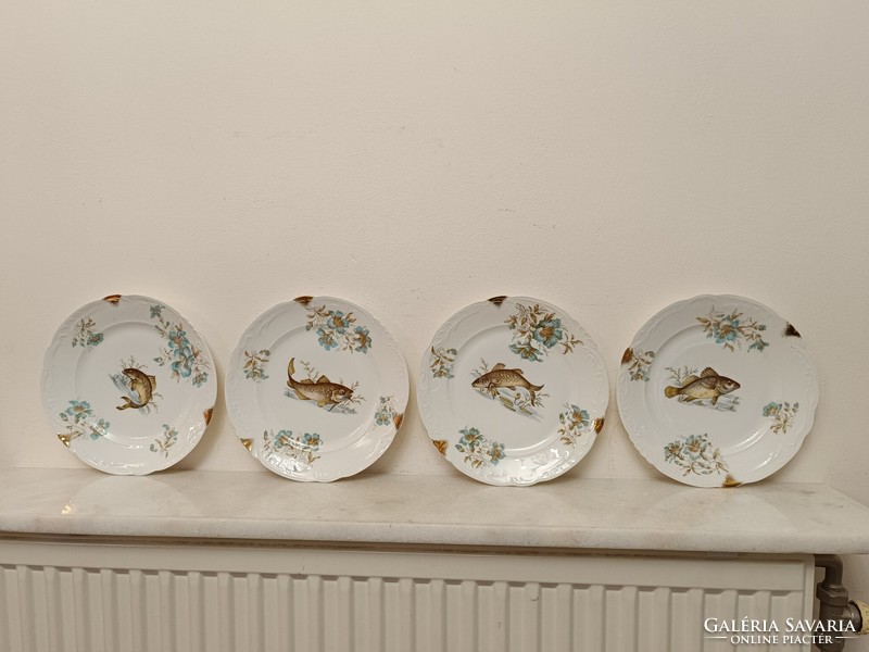 Antique fish porcelain plate holiday set fish bowl art nouveau tableware austria 450 8234