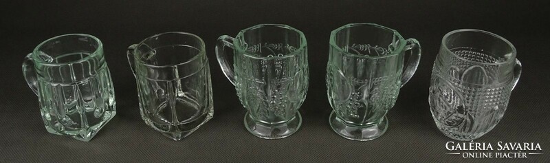 1P941 old small glass jar glass mug 5 pieces