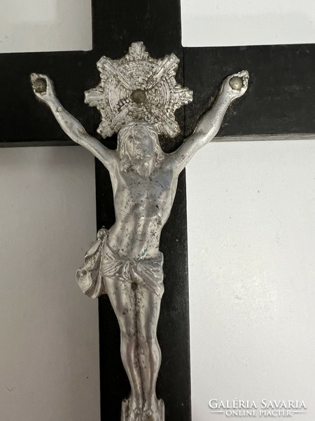 Old wooden cross metal crucifix