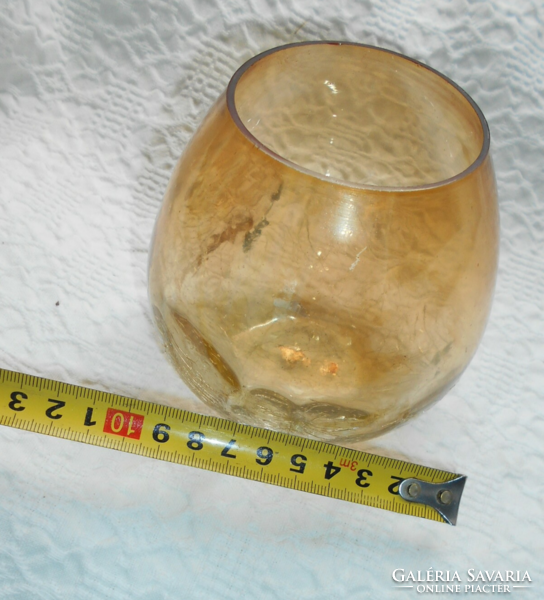 Alján repesztett üveg  kisebb méretű váza, vagy nagyobb méretű pohár 10 X 10 cm