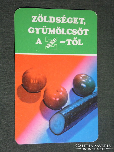 Kártyanaptár, Zöldért zöldség gyümölcs vállalat, 1983,   (4)