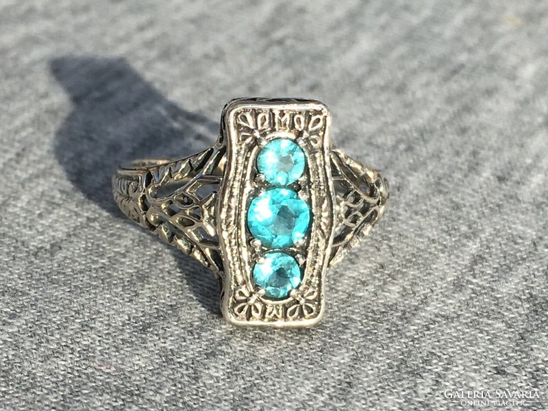 Women's silver ring aquamarine