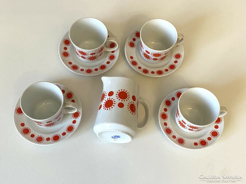 Alföldi centrum varia red sunburst retro 4-person porcelain coffee set
