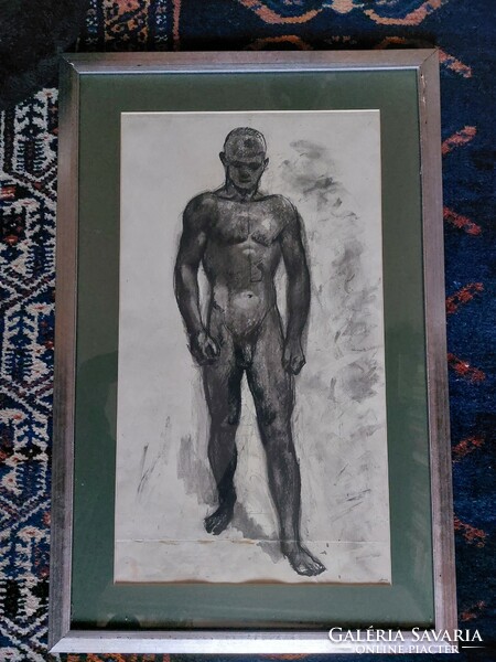 István Szőnyi: charcoal drawing of men for auction!