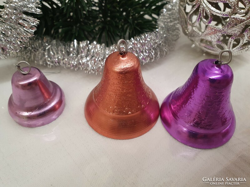 Old, 3 bells, 1800 ft, metal Christmas tree decorations