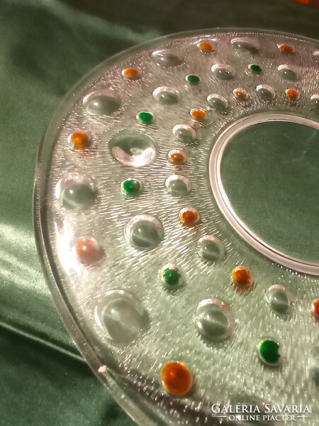 Large cake plate with colored dots 31 cm