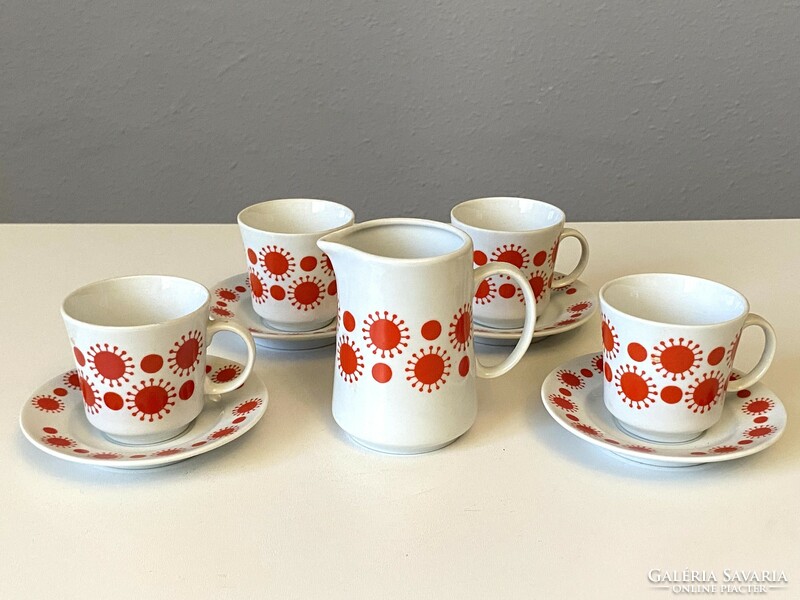 Alföldi centrum varia red sunburst retro 4-person porcelain coffee set