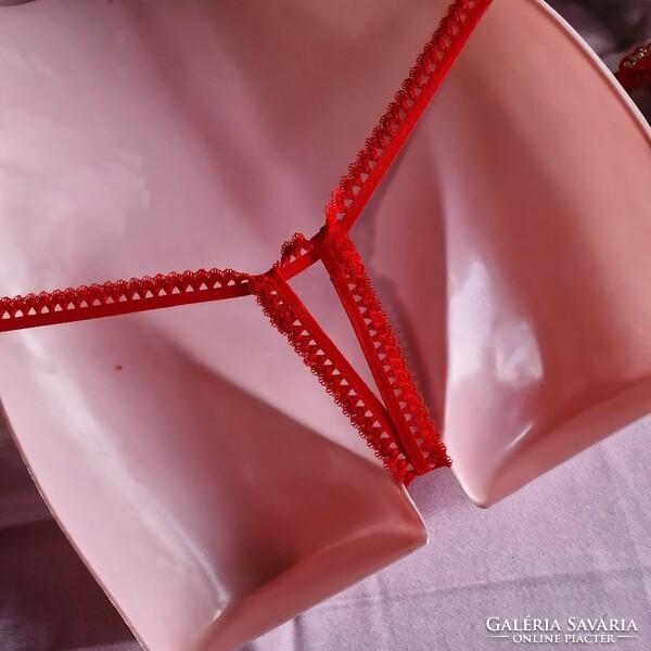 Women's underwear - open butterfly, red, g-string thong panties