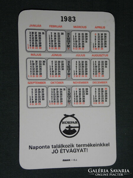 Card calendar, meat industry companies, smoked goods, salami, sausage, 1983, (4)