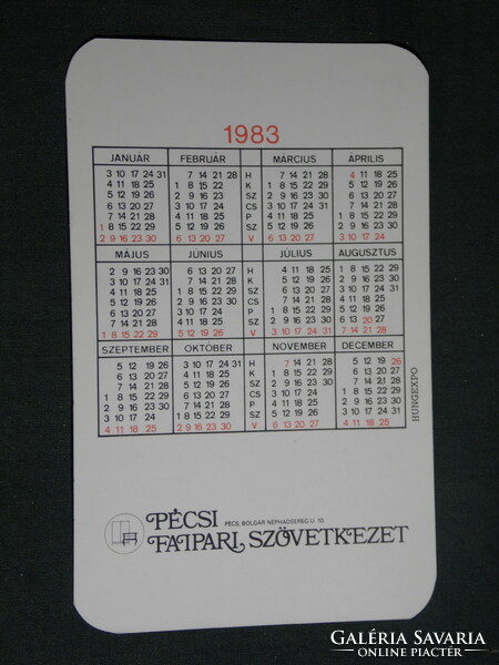 Kártyanaptár, Pécs faipari szövetkezet bútorgyár, lakberendezés, 1983,   (4)
