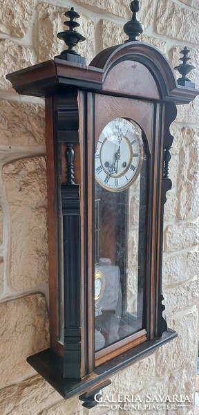 Antique Vienna regulator beautiful bim-bam carved wall clock in original condition. Specially carved.