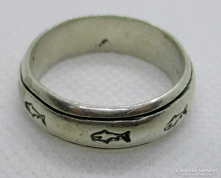 Nice old fish silver men's wedding ring