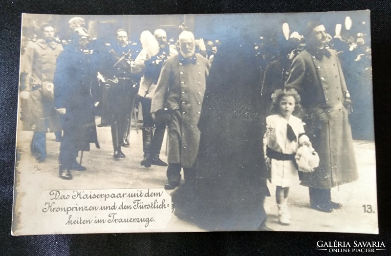 1916 Hungarian king Ferenc József funeral Charles heir to the throne family original contemporary photo - sheet image