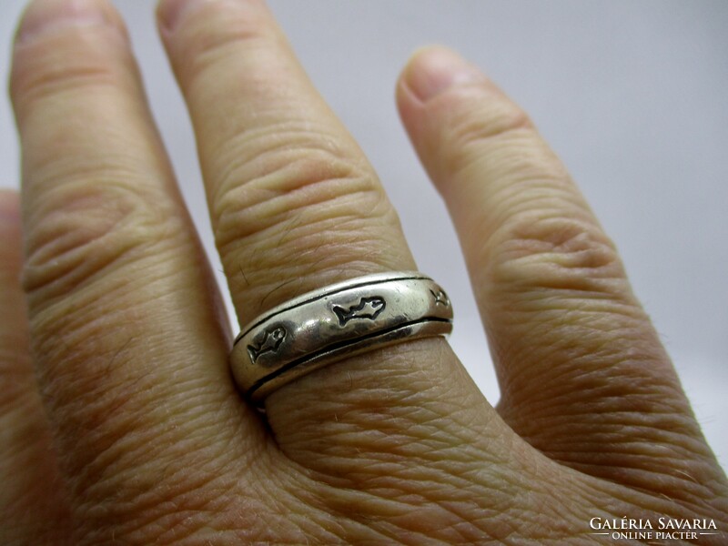 Szép régi halas ezüst  férfi karikagyűrű