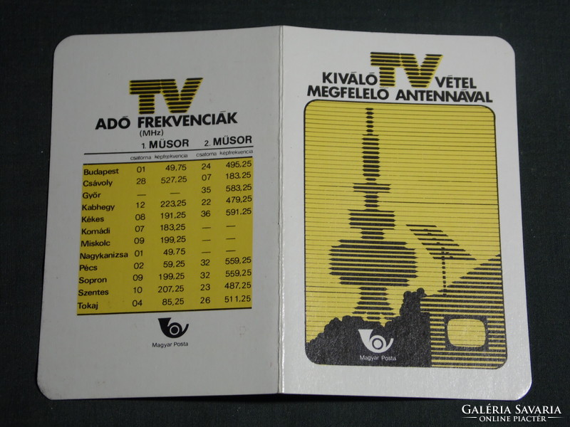 Kártyanaptár, Magyar posta, TV adó frekvenciák, grafikai rajzos , 1983,   (4)