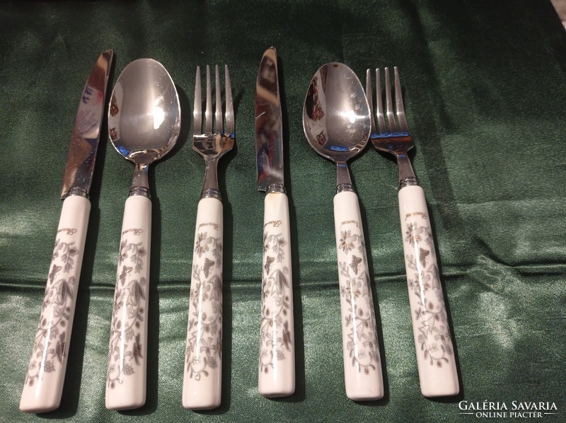 Cutlery set with porcelain handle, stainless steel