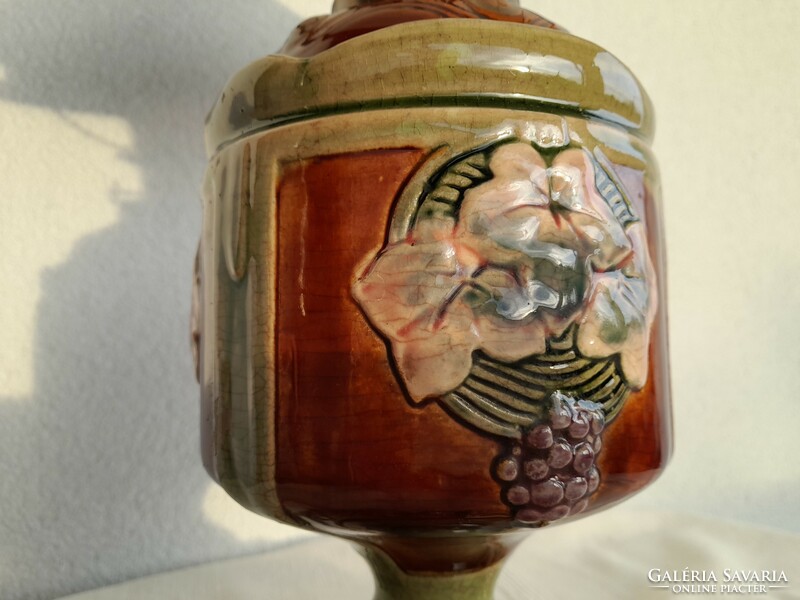 Art Nouveau majolica table kerosene lamp