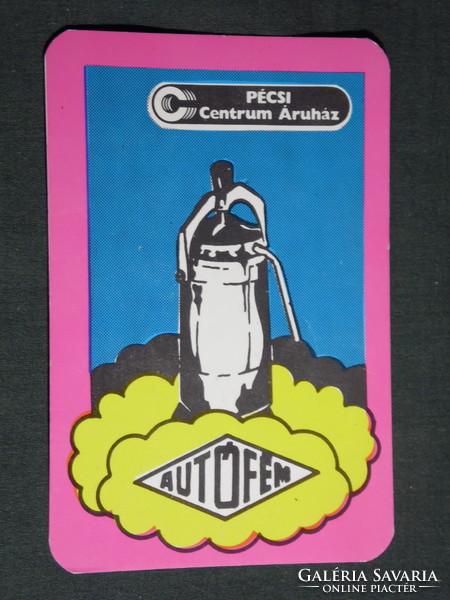 Card calendar, car metal coffee maker, center store Pécs, graphic design, 1983, (4)