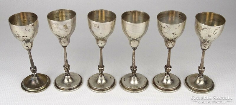 1P954 old marked silver stamped glass set 6 pieces 230g