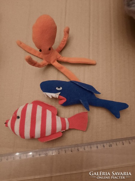 Plush toy, 4 sea animals, 2 fish, octopus, shark, negotiable