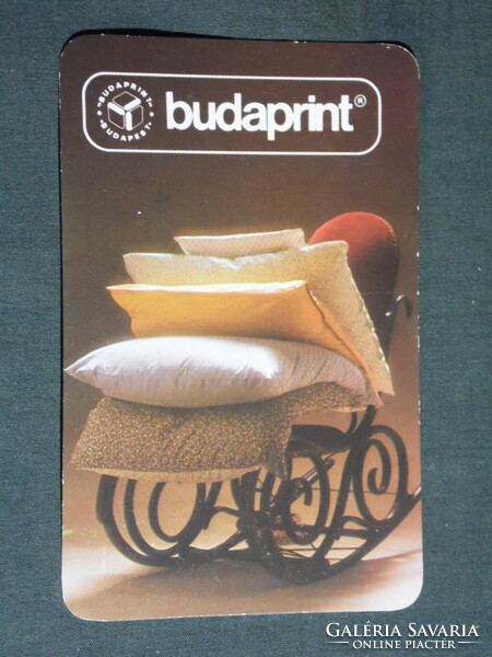 Kártyanaptár,Budaprint pamutnyomóipar vállalat,Budapest, hintaszék, ágynemű , 1983,   (4)
