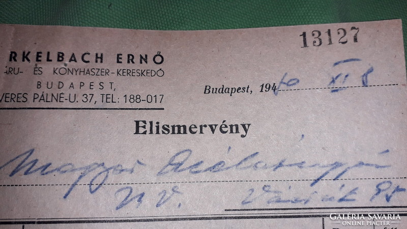 1940 cc. RKELBACH ERNŐ BUDAPEST vasáru kereskedelmi számla a képek szerint