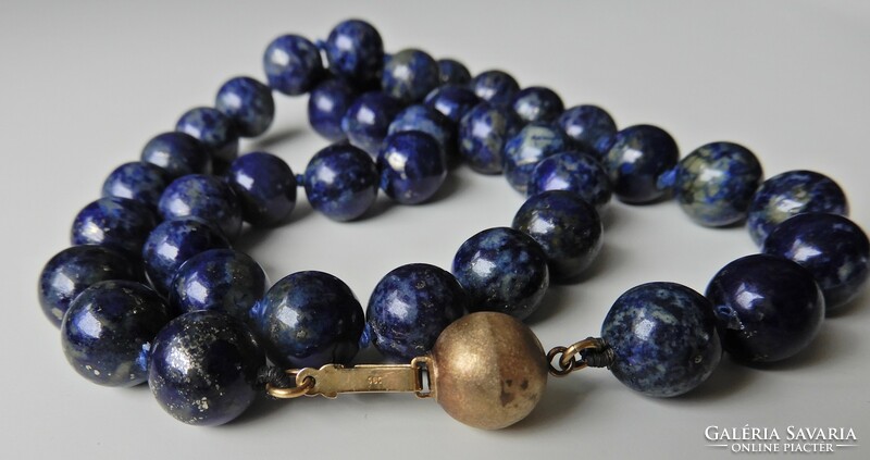 Lapis lazuli pearl string with 585 gold clasp