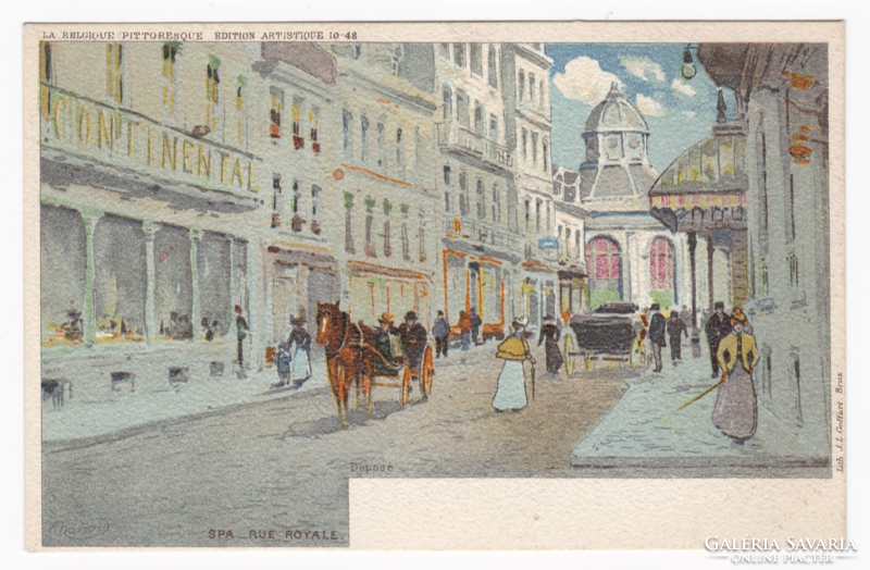 Antique litho postcard with long address f. With the signature of illustrator Ranot