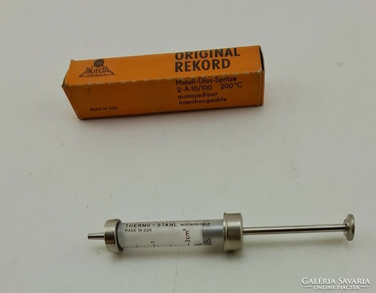 Old glass-metal syringe 2 ml record - mid century