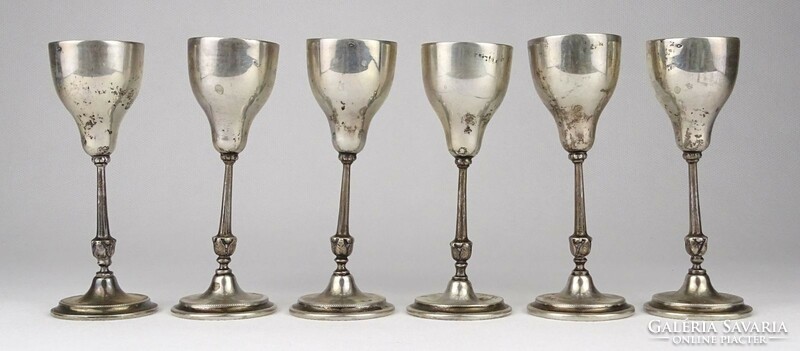 1P954 old marked silver stamped glass set 6 pieces 230g
