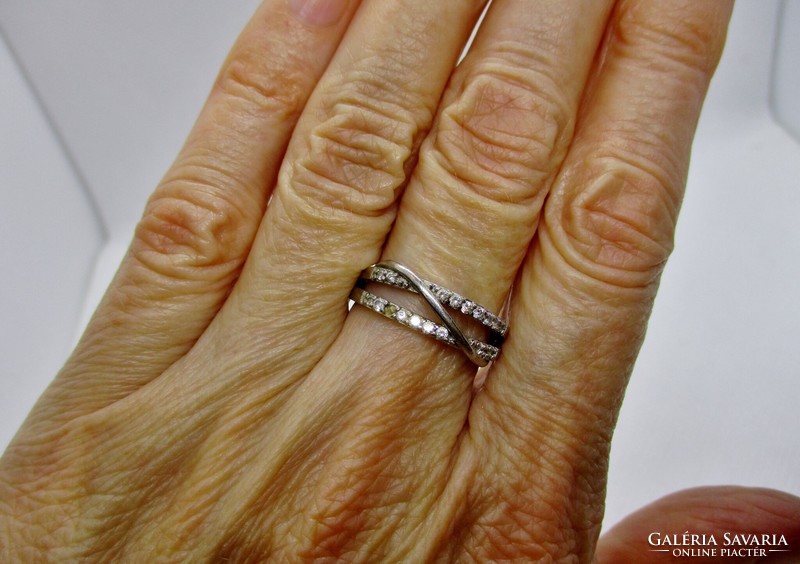 Beautiful silver ring with white stones