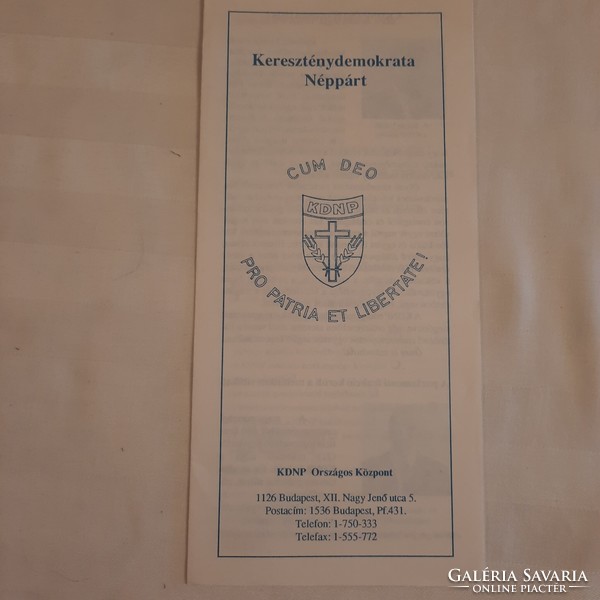 "CUM DEO PRO PATRIA ET LIBERTATE"  Kereszténydemokrata Néppárt kiadvány 1994.