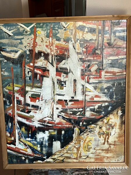 Sailboats oil painting