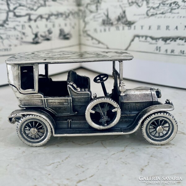 800-as ezüst Oldtimer Peugeot 1907 autó, magyar fémjellel, videó elérhető