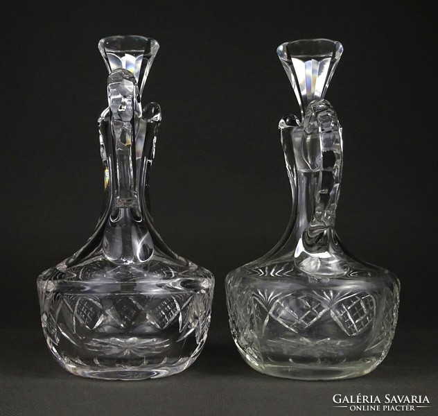 1Q054 old flawless polished oil vinegar glass pouring pair 16 cm