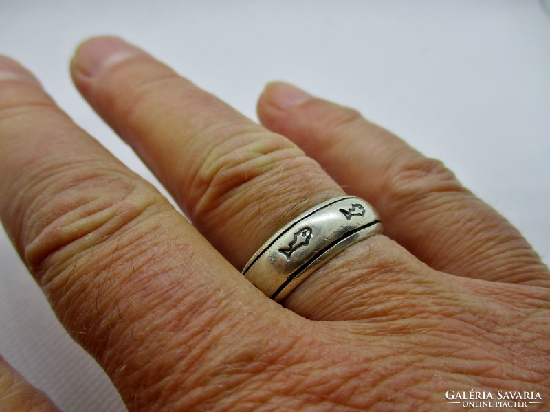 Szép régi halas ezüst  férfi karikagyűrű